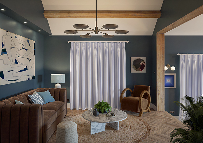 Lace Stripes, Sapphire - Made to Measure Curtains - Image 15